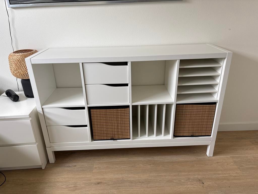 IKEA Kallax kast met lades en opbergers, Huis en Inrichting, Kasten | Wandmeubels, Ophalen, Met plank(en), Gebruikt, Minder dan 150 cm