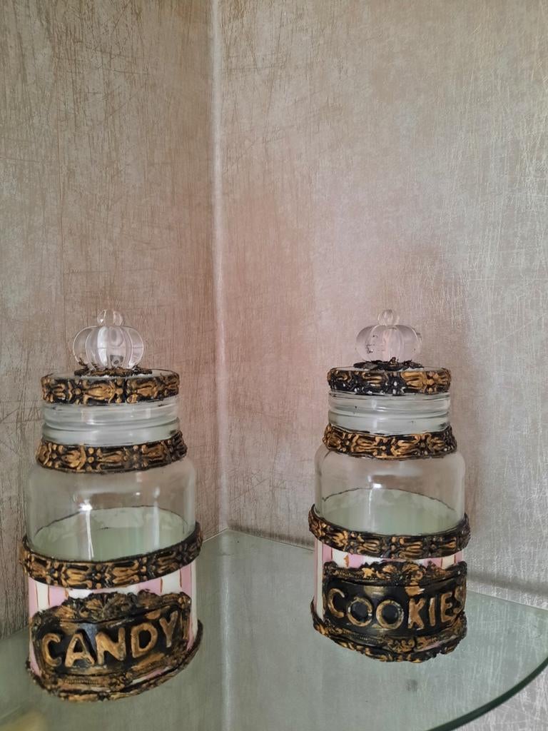 Decoratieve glazen voorraadpotten met luchtdichte dop, Ophalen of Verzenden, Voorraadpot, Meerkleurig, Glas