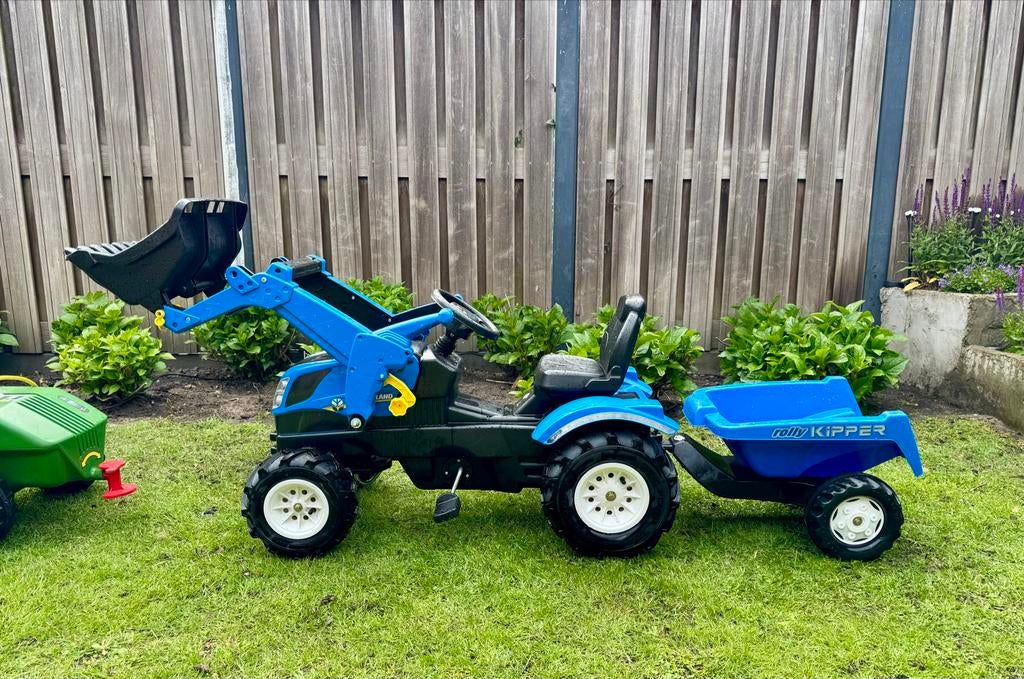 Rolly Toys Farmtrac New Holland met voorlader en kar, Ophalen, Zo goed als nieuw