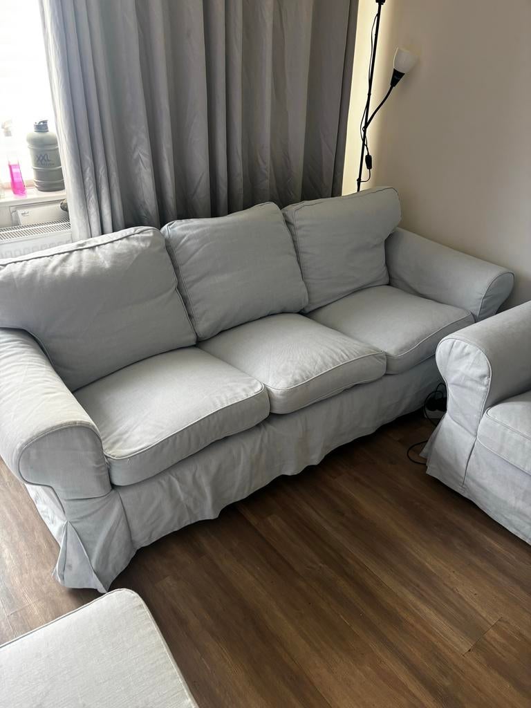 Comfortabele 3-zits bank en 2-zits bank met hoezen, Gebruikt, Driepersoons, 75 tot 100 cm, Ophalen of Verzenden