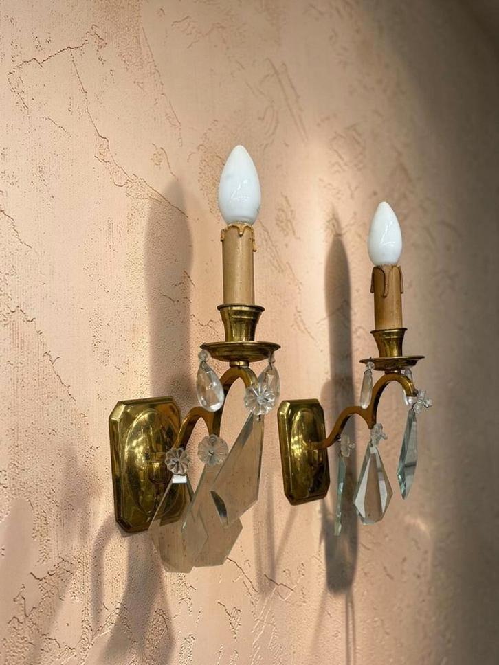 vintage “gouden” wandlamp / muurlamp, Antiek en Kunst, Antiek | Lampen, Ophalen