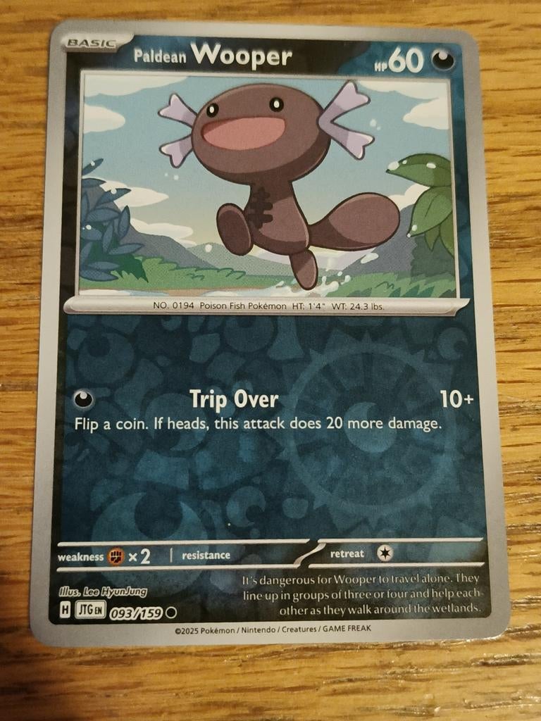 Paldean wooper reverse holo 093/159 journey together, Ophalen of Verzenden, Zo goed als nieuw, Losse kaart, Foil