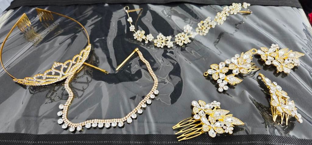 Haaraccessoires met steentjes goud ,tiara, Ophalen of Verzenden, Nieuw