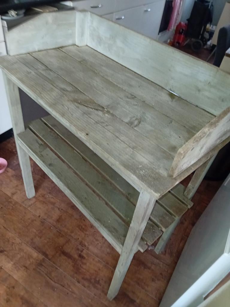 Houten oppottafel / werkbank, Tuin en Terras, Ophalen, Gebruikt