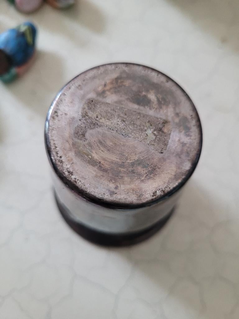 Verzilverde vintage baby beker met hertje in relief, Antiek en Kunst, Ophalen of Verzenden