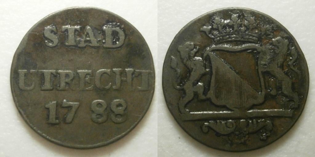 Utrecht Stad Duit 1788, Postzegels en Munten, Ophalen of Verzenden, Vóór koninkrijk, 1 cent, Losse munt