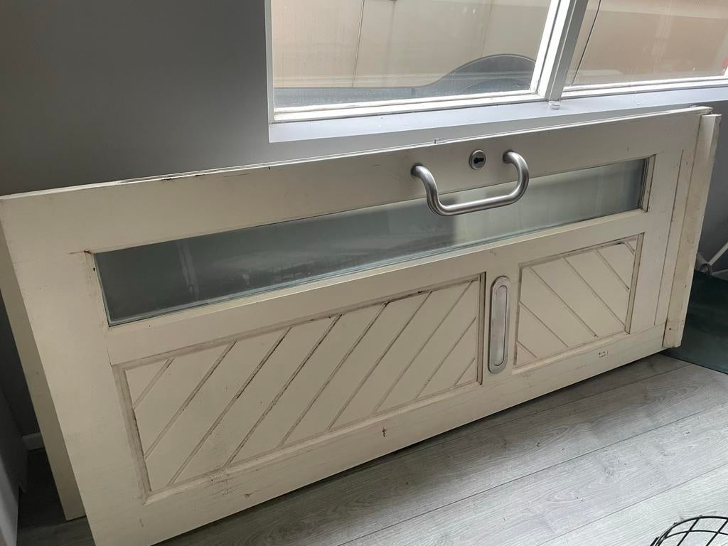 Voordeur hardhout met beslag en 3 puntsluiting, Doe-het-zelf en Verbouw, Deuren en Horren, Ophalen, Gebruikt, 80 tot 100 cm, Buitendeur