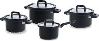 BK Pannenset 8 delig Flow Cool Black, Verzenden, Nieuw, Pannenset, Rvs