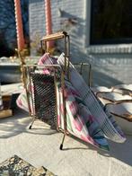 Mooie Vintage Messing Servethouder Posthouder met Teak Hout, Ophalen of Verzenden