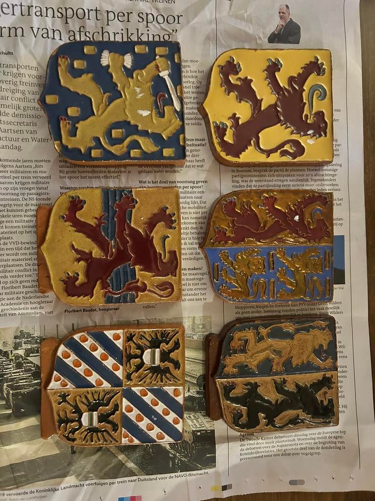 Unieke Set 6x Tegelsche Keramiek Handwerk 1930-1947, Ophalen