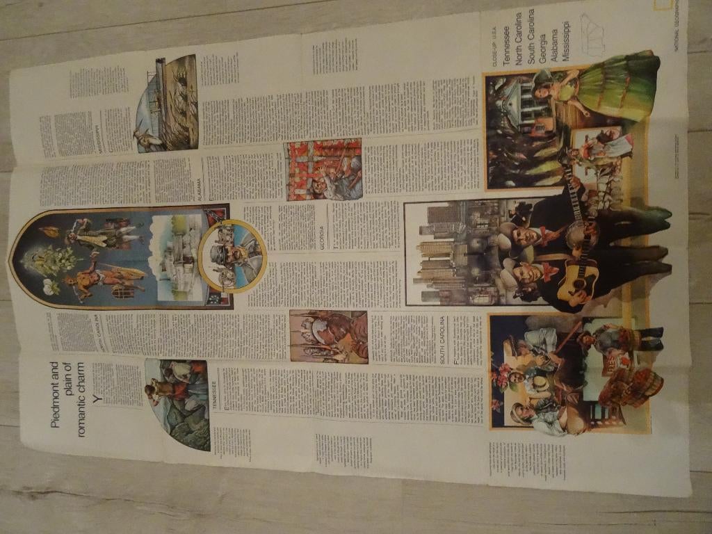 Kaart close up USA the southeast oct1975 national Geographic, Boeken, Atlassen en Landkaarten, Gelezen, Overige gebieden, Ophalen of Verzenden