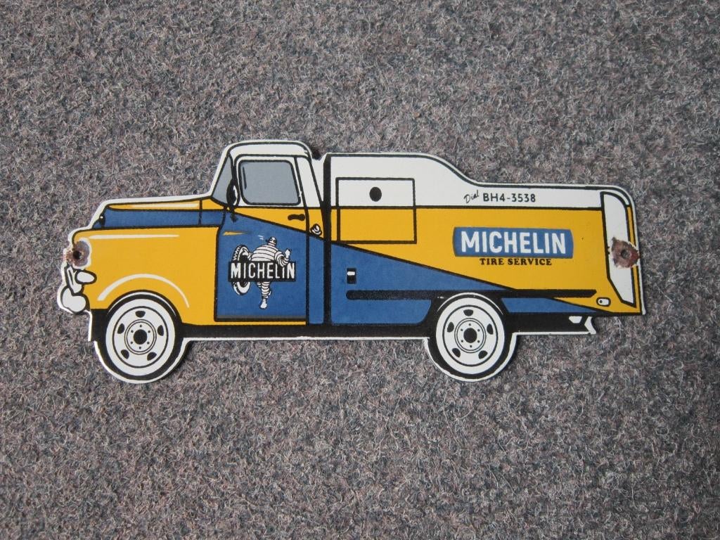 MICHELIN EMAILLE RECLAMEBORD, Verzamelen, Ophalen, Gebruikt, Reclamebord