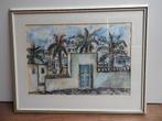 Spaanse stad met palmbomen - Gesigneerd, Ophalen