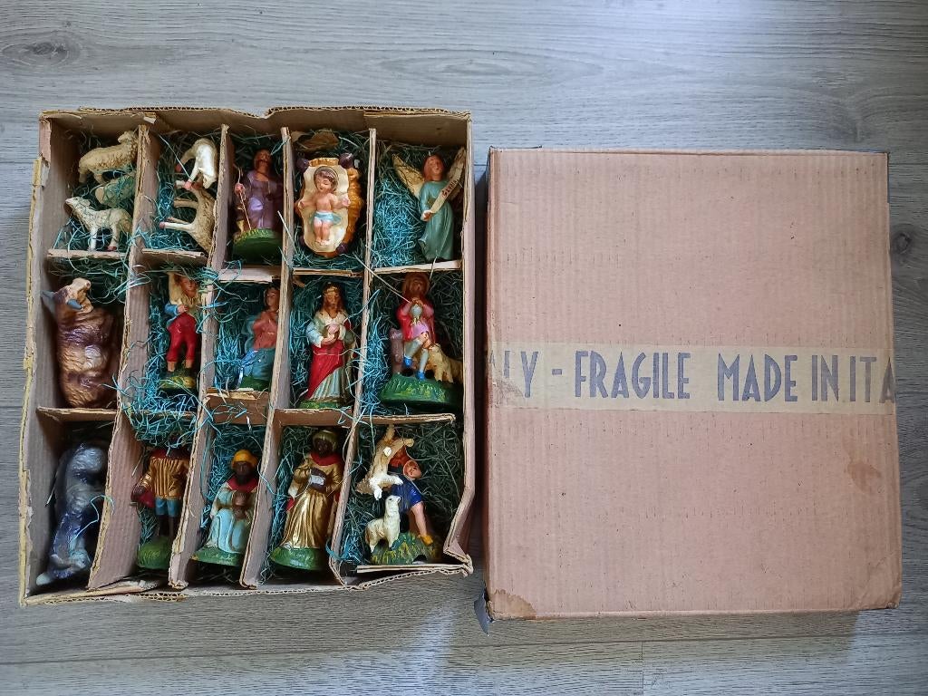 Vintage Kerststal Italy in Doos 19 Delig, Diversen, Ophalen, Gebruikt