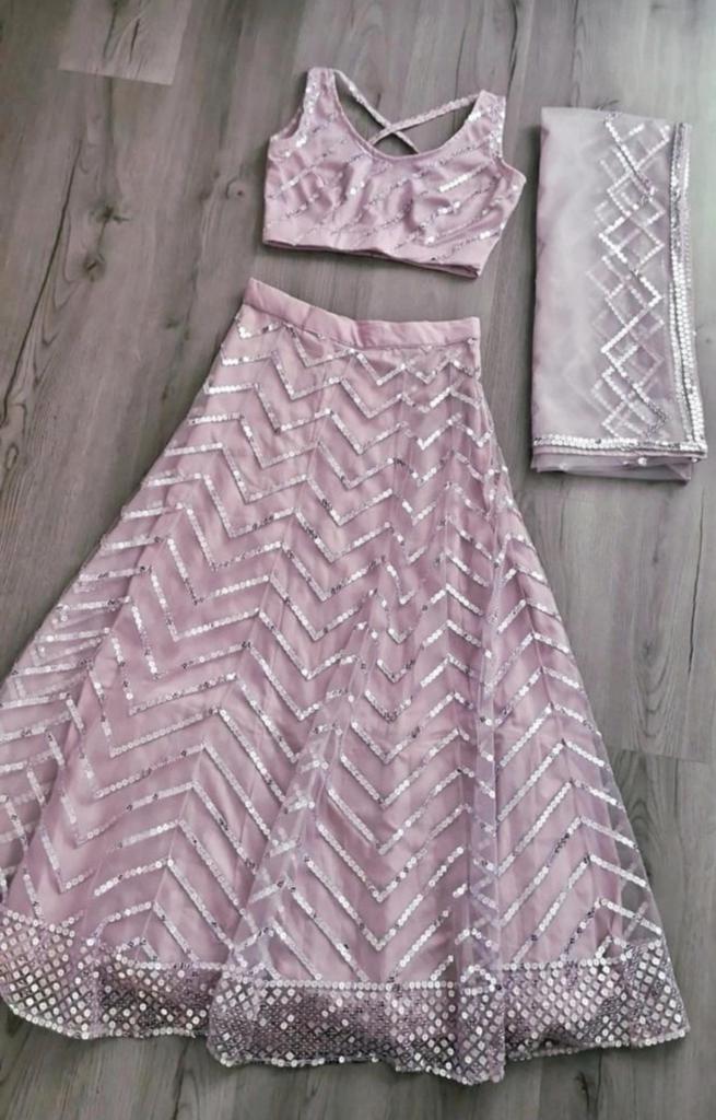 Indian elegante party lehenga, Kleding | Dames, Jurken, Nieuw, Maat 36 (S), Paars, Boven de knie, Verzenden