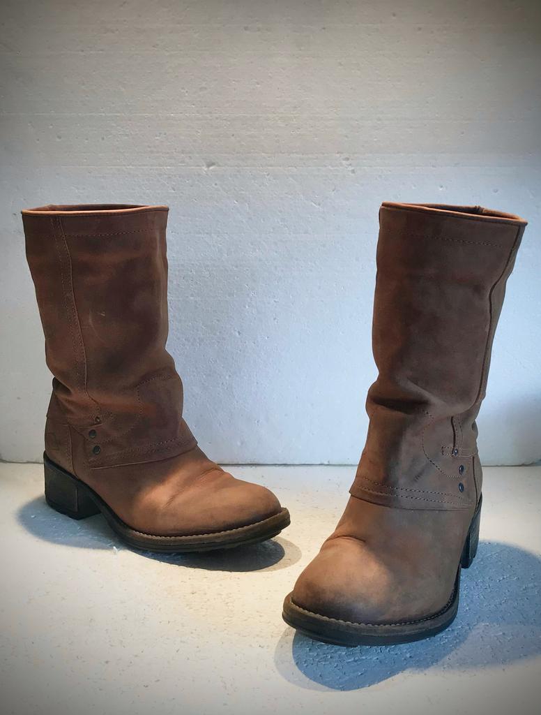 Palladium stoere half hoge leren laarzen / boots bruin 39, Bruin, Lage of Enkellaarzen, Ophalen of Verzenden, Zo goed als nieuw