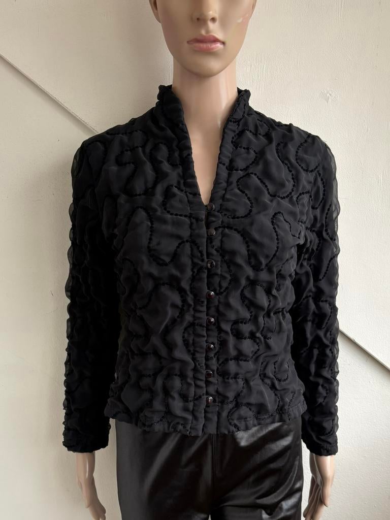 Anne Fontaine blouse of dun jasje maat S zwart feestelijk, Ophalen of Verzenden, Zo goed als nieuw, Maat 38/40 (M), Zwart