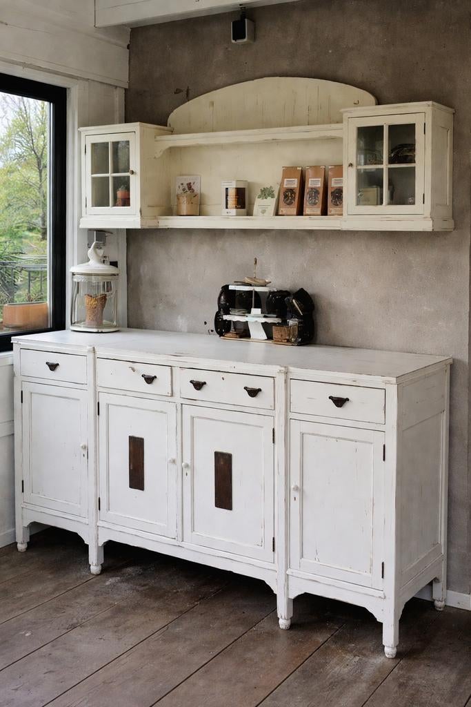 Brocante witte eiken kast, Ophalen