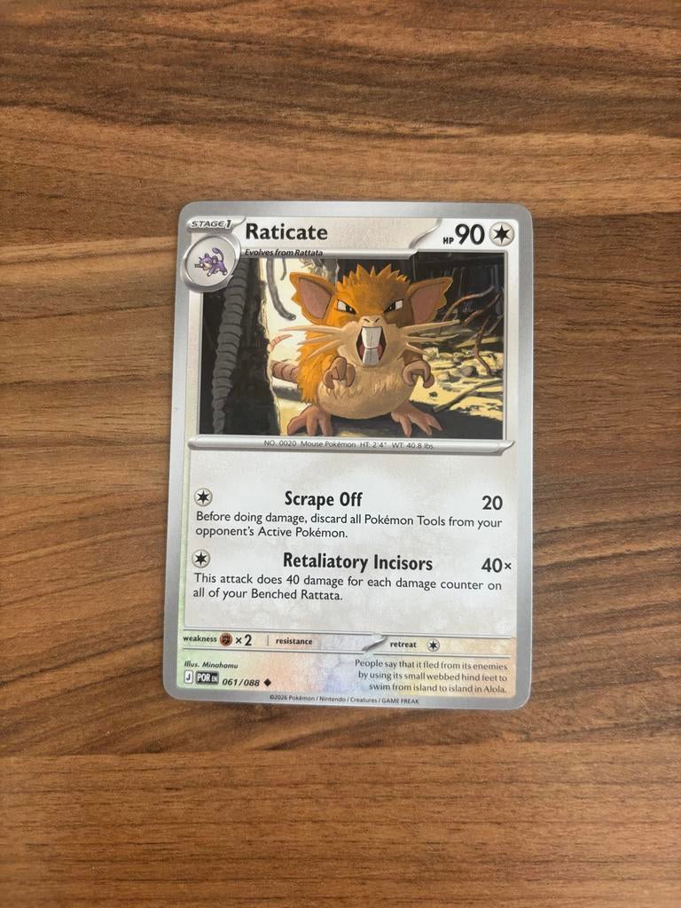 Pokémon Kaart: Raticate 061/088 - Zo goed als nieuw, Ophalen of Verzenden, Zo goed als nieuw, Losse kaart