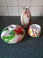 Set van 3 Fidrio Holland glazen vazen, kleurrijk design, Ophalen