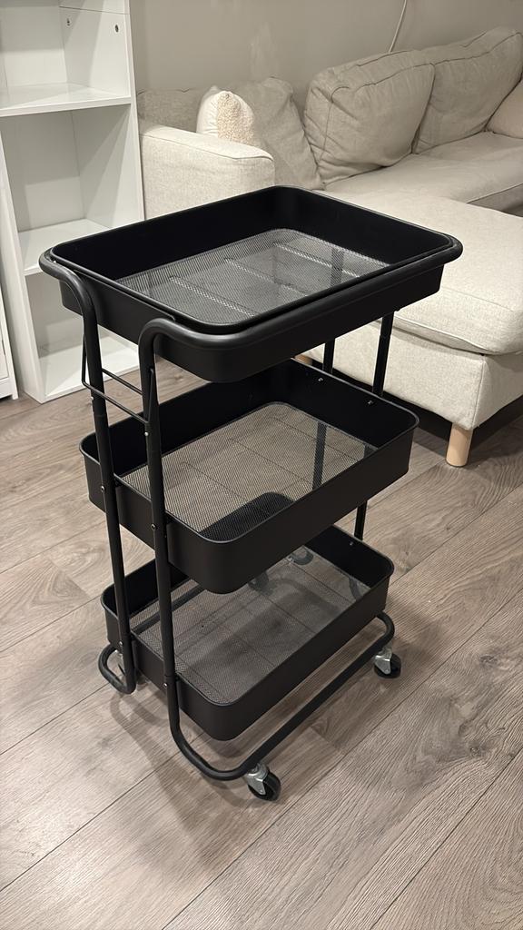 Trolley / serveerwagen zwart, Ophalen, Zo goed als nieuw