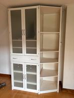 Witte kledingkast met glazen deuren en open vakken, Huis en Inrichting, Kasten | Kledingkasten, Ophalen, Gebruikt, 100 tot 150 cm