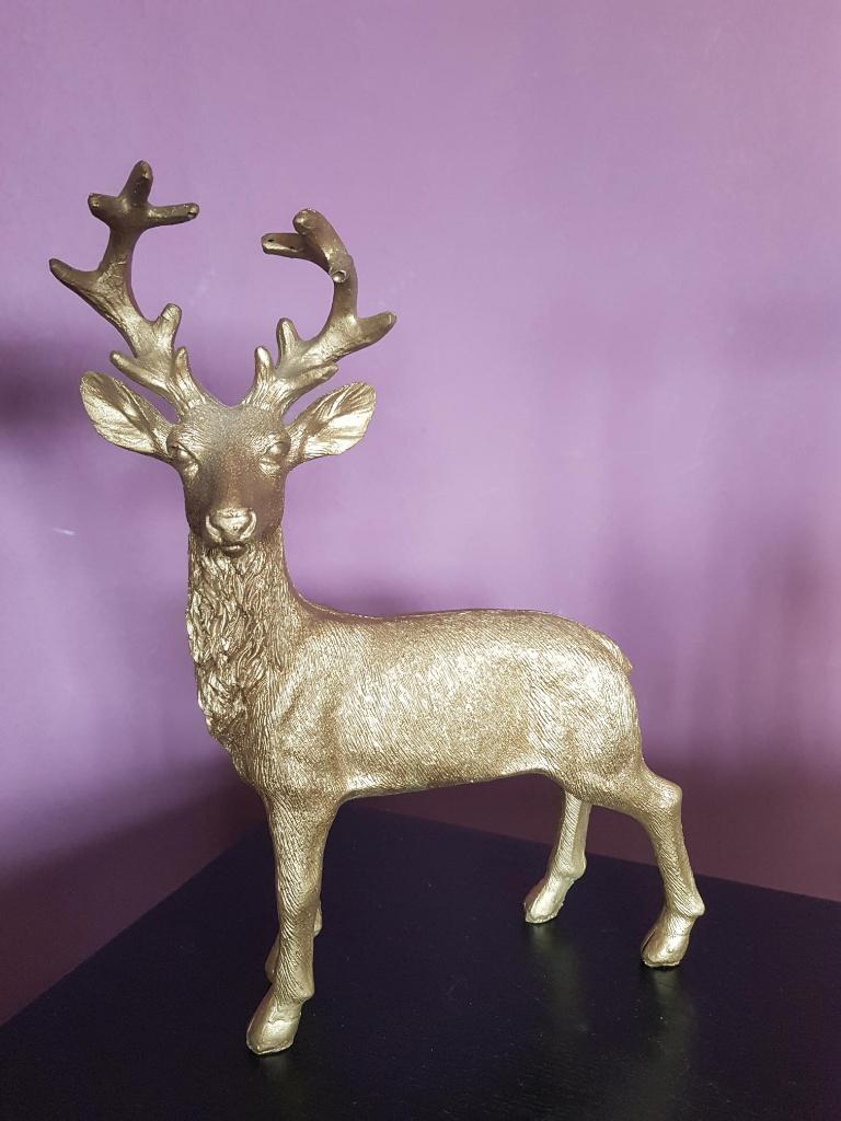 zgan beeldje hert goud goudkleurig bok, Ophalen of Verzenden, Zo goed als nieuw, Dier