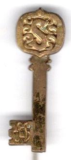 Sleutel koper blik speldje ( K_196 ), Verzenden, Zo goed als nieuw, Merk, Speldje of Pin