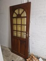 Antieke houten deur met glas in lood, Ophalen, Gebruikt, 80 tot 100 cm, Binnendeur
