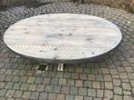 Mooie robuuste stijgerhouten salontafel, Tuin en Terras, Tuintafels, Ophalen of Verzenden, Zo goed als nieuw, Ovaal, Hout