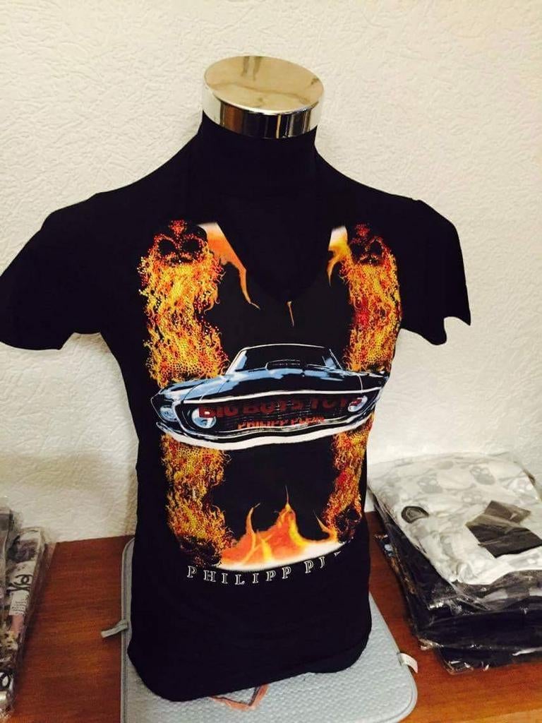 Zwart T-shirt met vlammen en auto print - Maat M, Kleding | Heren, Ophalen of Verzenden, Nieuw, Maat 48/50 (M), Zwart