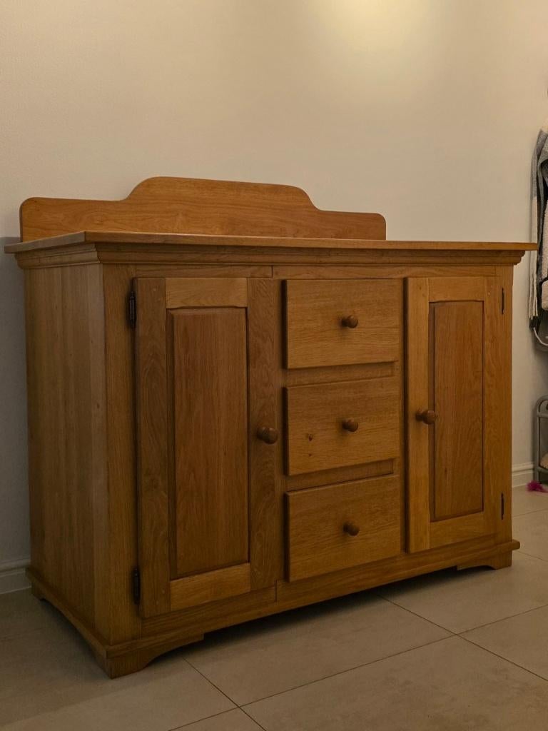 Robuust massief eiken opbergkast, dressoir/commode., Ophalen, Gebruikt, 100 tot 150 cm, 150 tot 200 cm