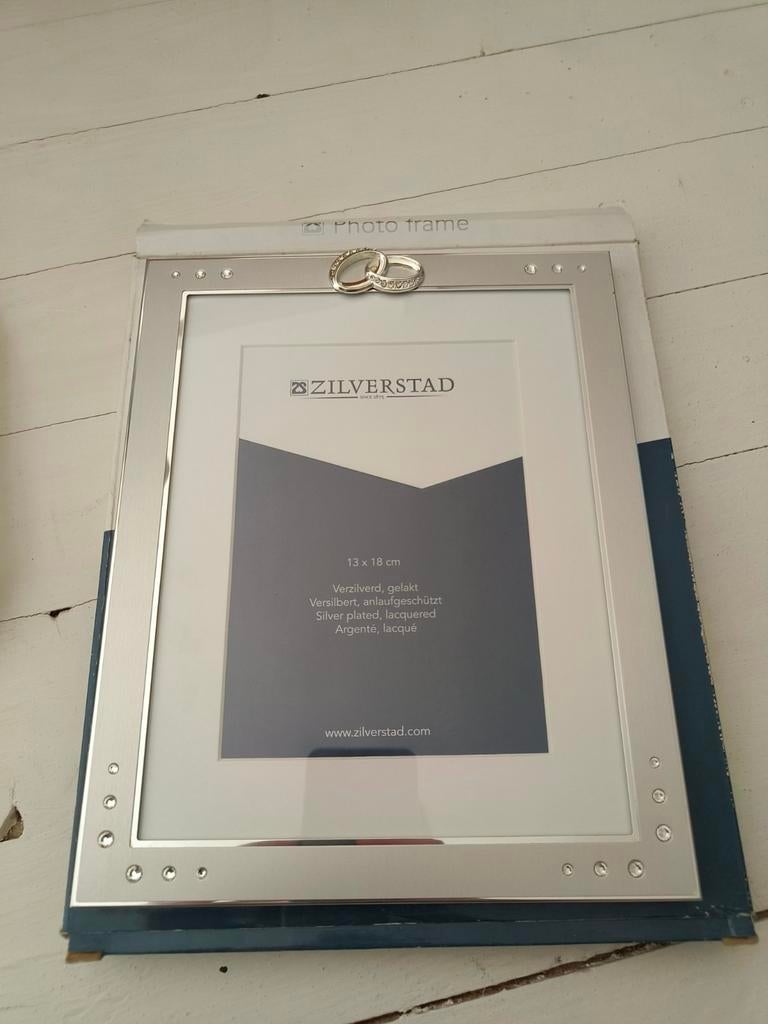 Zilverstad fotolijst 'Double Rings' 13x18cm, verzilverd, Minder dan 50 cm, Metaal of Aluminium, Nieuw, Ophalen of Verzenden