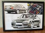 Opel Lotus Omega ingelijste tekening., Ophalen of Verzenden, Zo goed als nieuw, Auto's