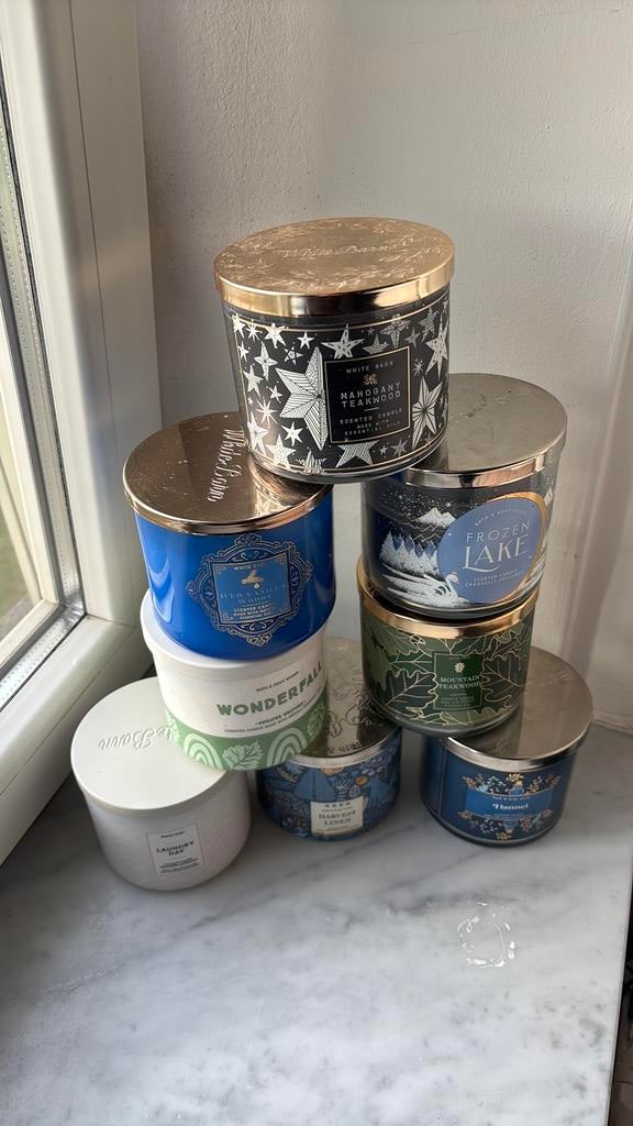 Bath & Body works geurkaarsen set van 8, Ophalen, Zo goed als nieuw, Overige materialen, Minder dan 25 cm