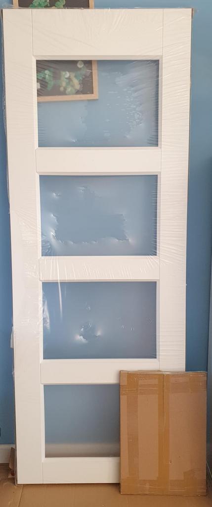 Lundia binnendeur met mat facetglas, linksdraaiend, Doe-het-zelf en Verbouw, Deuren en Horren, Ophalen, Minder dan 80 cm, Binnendeur