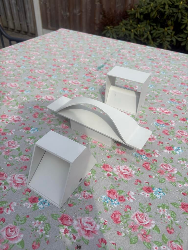 3 design wandlampen wit, Ophalen of Verzenden, Gebruikt, Metaal
