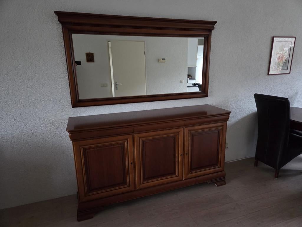 Kersenhouten Dressoir met Bijpassende Spiegel, Ophalen, Gebruikt, 150 tot 200 cm, Kersenhout