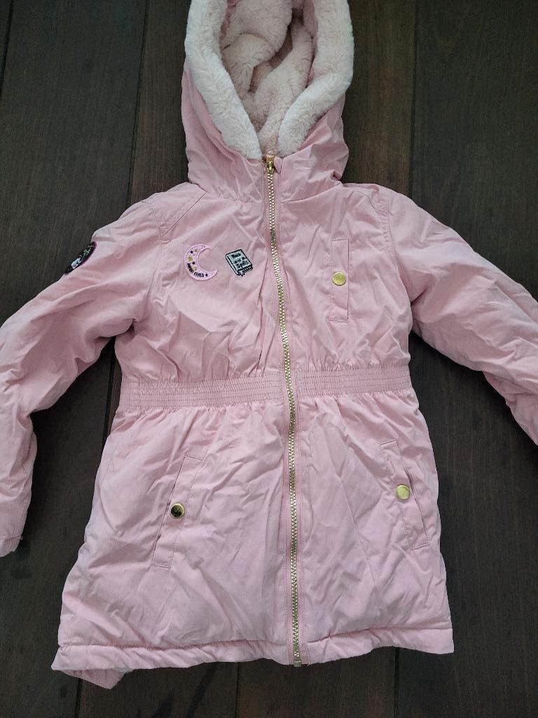Roze winter jas meisje - maat 128, Ophalen of Verzenden, Zo goed als nieuw, Maat 128