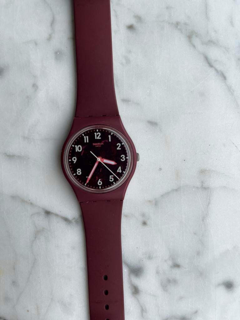Swatch horloge bordeauxrood unisex, Kunststof, Polshorloge, Swatch, Kunststof