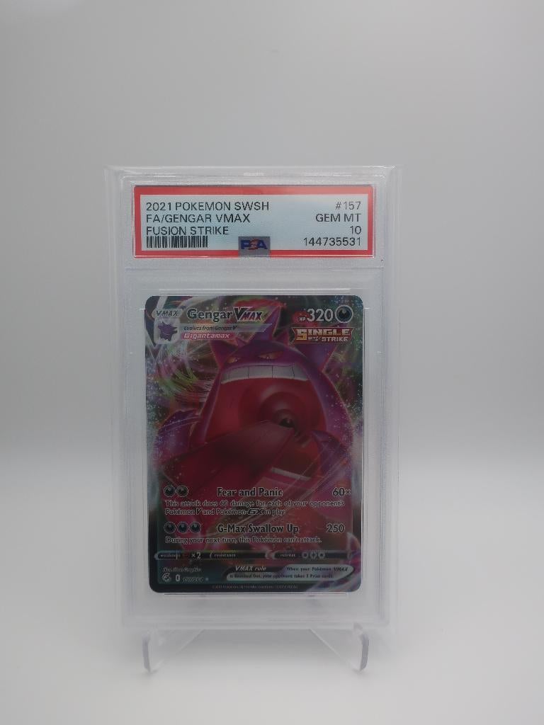 Gengar VMAX (FST 157) Fusion Strike PSA10, Ophalen of Verzenden, Zo goed als nieuw, Losse kaart