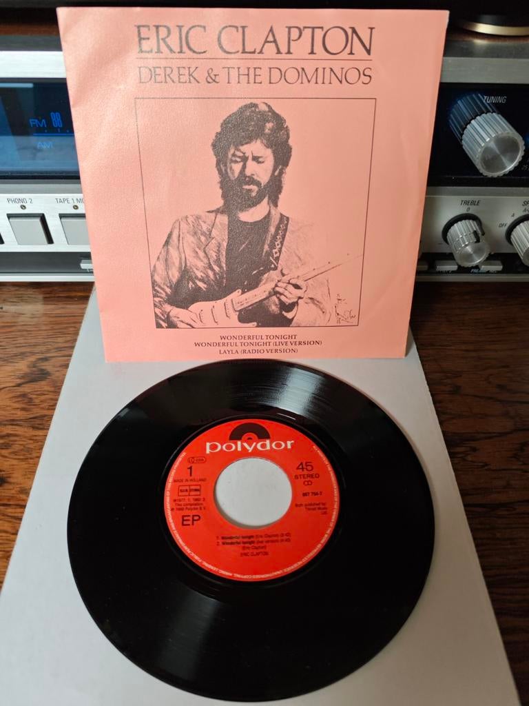 Eric Clapton - Wonderful Tonight / Layla (Single), Cd's en Dvd's, Vinyl Singles, Gebruikt, Fotohoes, Single, 1970 - 1979, Rock en Metal