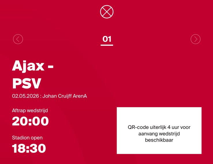 1x Ajax - Psv kaart, Tickets en Kaartjes
