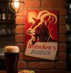 HEINEKEN Bokbier Metalen Bar Reclamebord Wandbord, Verzamelen, Biermerken, Ophalen of Verzenden, Nieuw, Reclamebord, Plaat of Schild