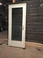 Nette hardhouten buitendeur achter/schuurdeur met kozijn, Ophalen, 200 tot 215 cm, Glas, Buitendeur