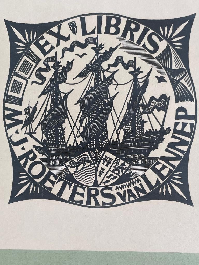 Exlibris Thijs Mauve, Antiek en Kunst, Kunst | Etsen en Gravures, Ophalen of Verzenden, Houtsnede