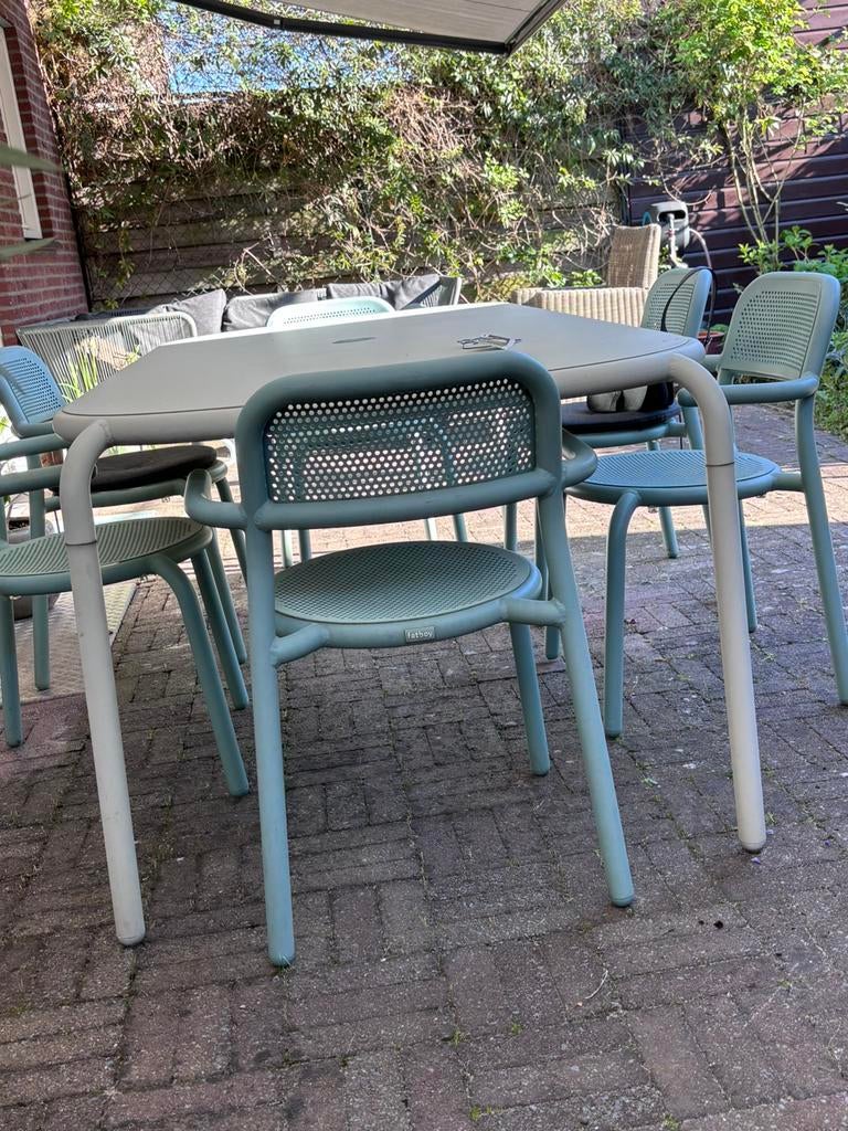Zes Fatboy Toni stoelen mist green, Tuin en Terras, Ophalen, Zo goed als nieuw, Metaal
