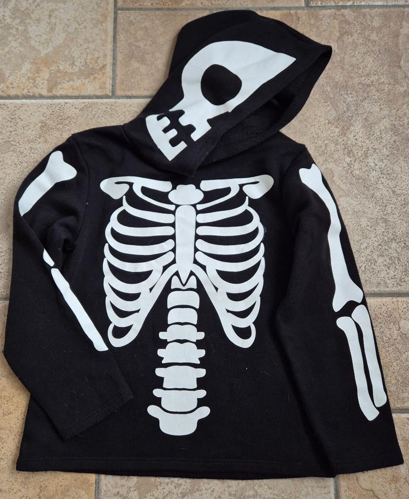 'Skelet' hoodie Maat 122-128, Kinderen en Baby's, Kinderkleding | Maat 122, Verzenden, Trui of Vest, H&M, Zo goed als nieuw