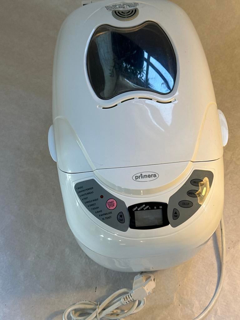 Primera Broodbakmachine - Wit - Zo goed als nieuw, Witgoed en Apparatuur, Broodbakmachines, Met timer, 800 tot 1200 gram deeg