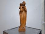 antiek handgemaakt houten maria beeld met baby christus, Ophalen of Verzenden